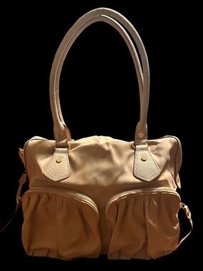 MZ Wallace Beige Nylon Double-Pocket Shoulder Bag